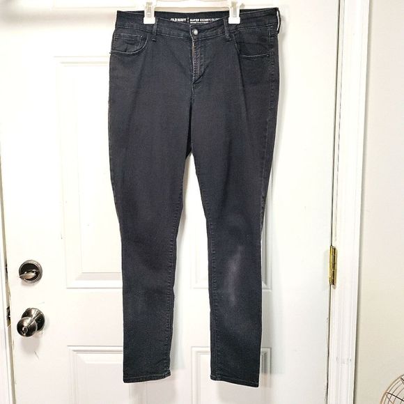 Old Navy Super Skinny Mid Rise Black Jeans 12 - Picture 1 of 5